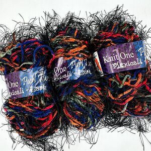 3 Knit One Purl Two Mexicali Lash Eyelash Yarn Black Red Green Orange Novelty